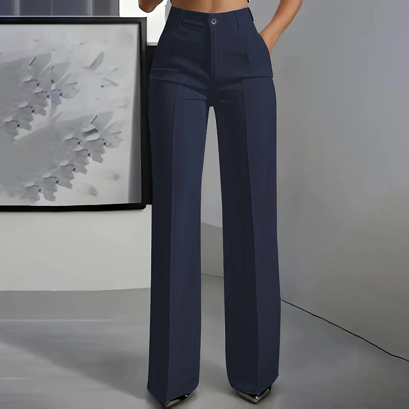 Różycki | Eleganckie Gładkie Spodnie Slim Fit z Satynowym Wykończeniem
