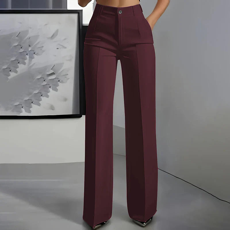 Różycki | Eleganckie Gładkie Spodnie Slim Fit z Satynowym Wykończeniem