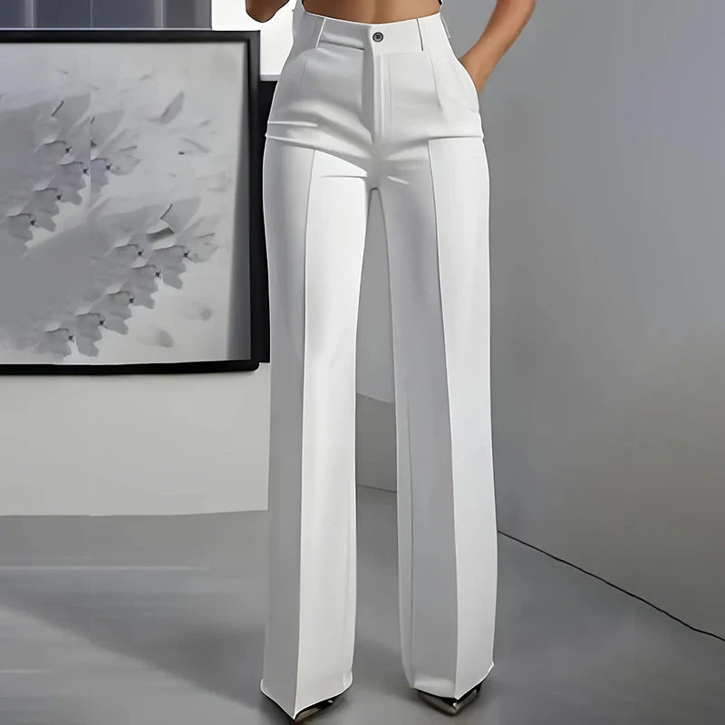 Różycki | Eleganckie Gładkie Spodnie Slim Fit z Satynowym Wykończeniem
